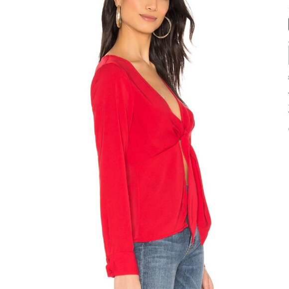 NWOT superdown Rita Tie Front Top in red size small - Picture 2 of 5